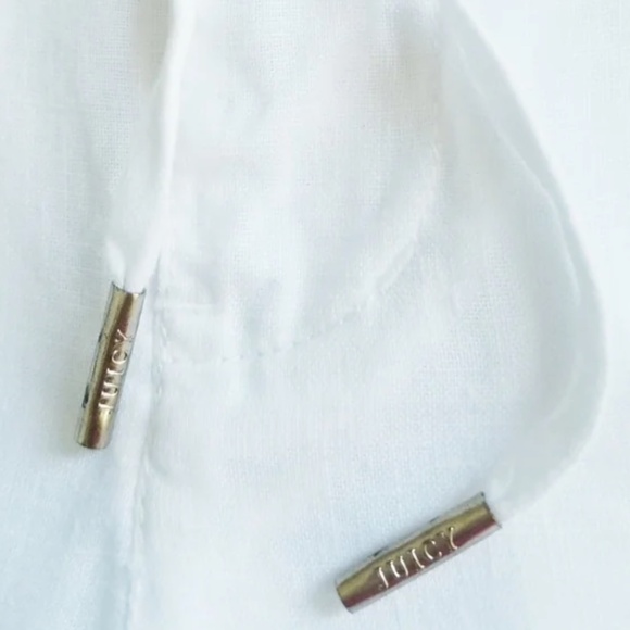 Juicy Couture White Linen Pants 100% Linen Exterior Adjustable drawstring and - Picture 4 of 13